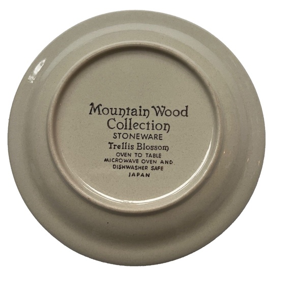 Set of 4 Mountain Wood Collection Dessert Plates Trellis Blossom Stoneware Japan - Picture 3 of 3